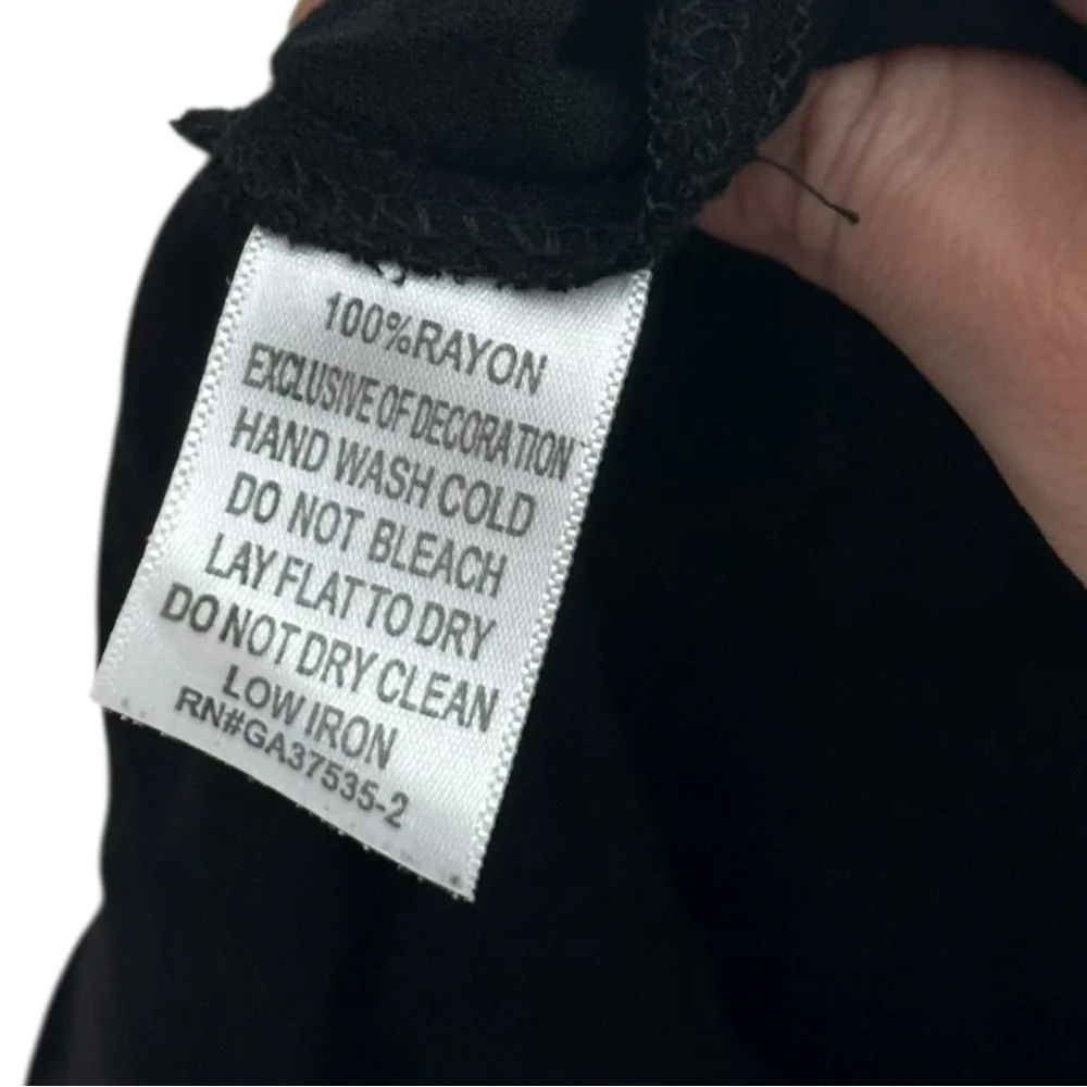 Anthropologie Monteau Los Angeles Black Boho Tassle Sleeve Blouse - Size Large - Picture 3 of 6